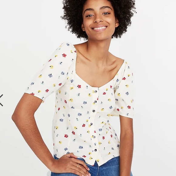 Madewell Tops - Madewell confetti floral seamed button down peasant blouse